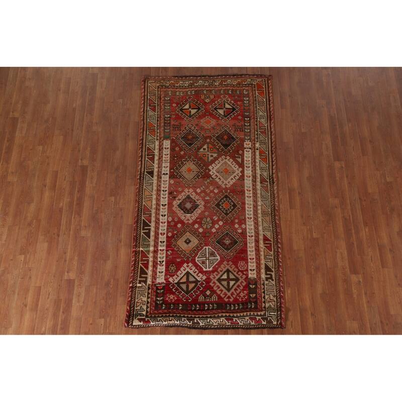 Hand Knotted Oriental 100% Wool Carpet Traditional Tribal Red Lori Area Rug - 7' 6'' X 3' 11''