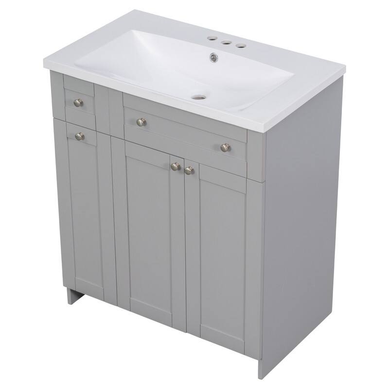 Single Sink 30" Bathroom Vanity with Combo Cabinet and Storage