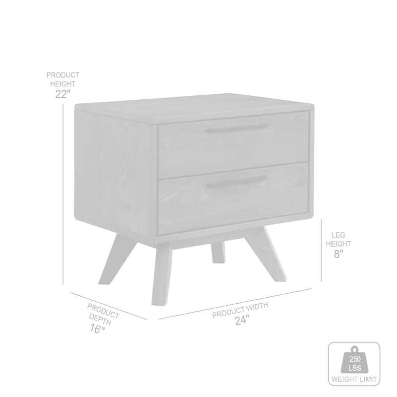 Astoria Solid Oak Wood 2 Drawer Nighstand Bedside Table