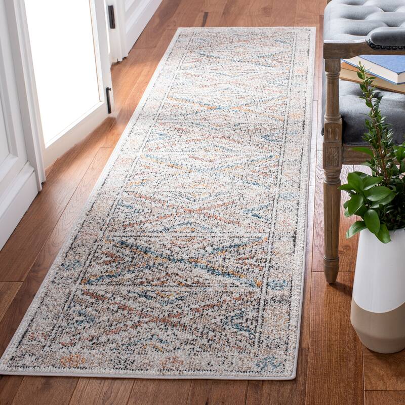 SAFAVIEH Crystal Zoiea Boho Tribal Rug - 2'2" x 9' Runner - Ivory/Grey