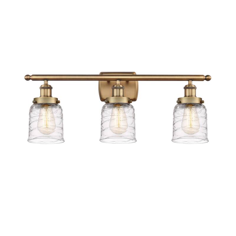 Innovations Lighting Ballston Urban Bell - 3 Light 26" Bath Vanity Light - Deco Swirl/Brushed Brass