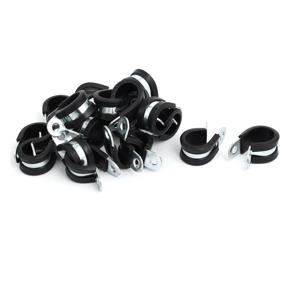 18mm Dia Rubber Lined R Shaped Zinc Plated Pipe Clip Cable Clamp