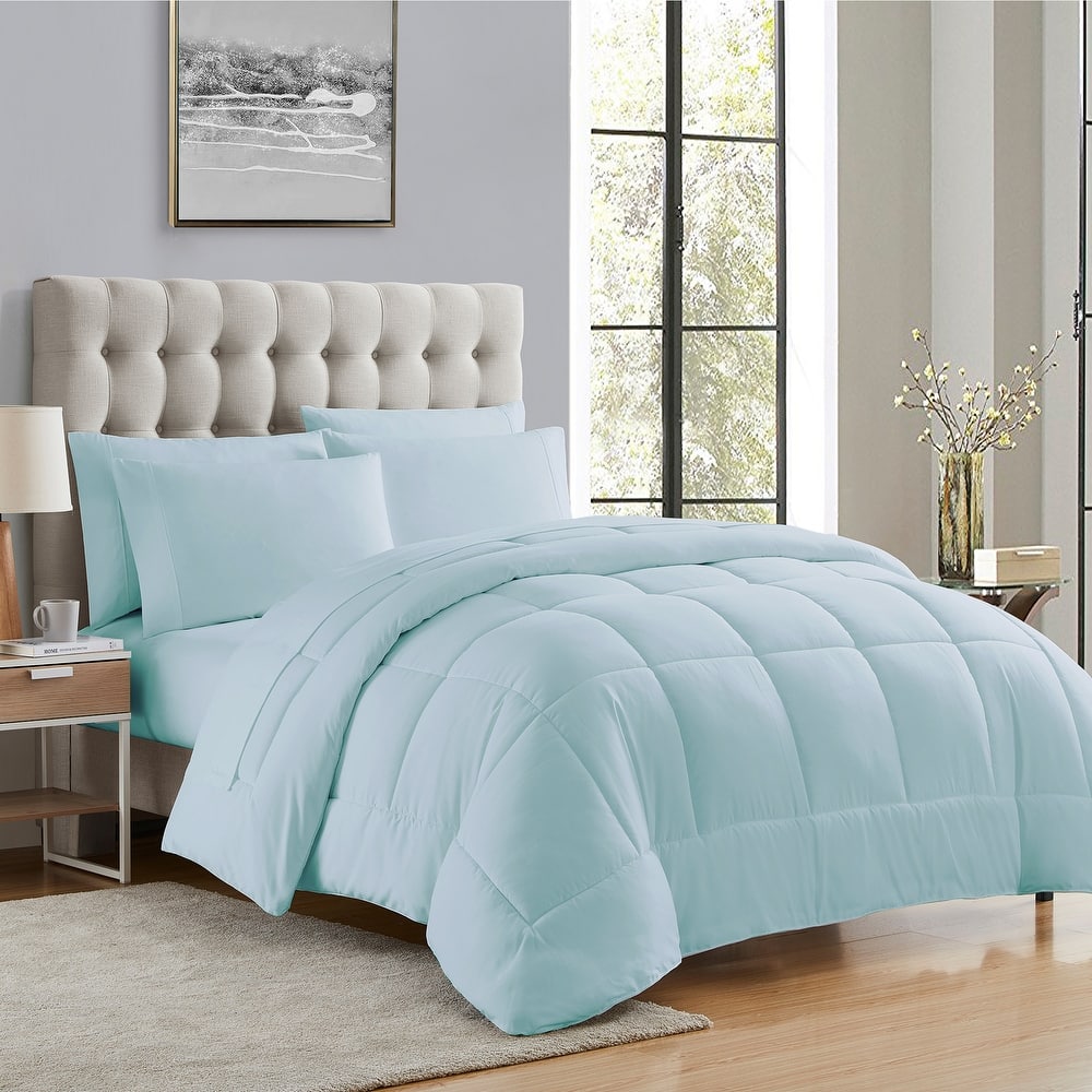 Sweet Home Collection All Season Bed in A Bag Solid Color Comforter & Sheet Set Ultra Soft Bedding