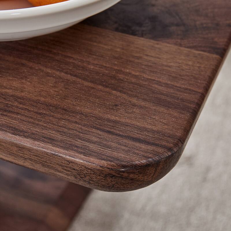 Roomfitters Walnut MDF Coffee Table with Dark Brown Texture, Rectangular Minimalist Side Table for Cozy Interiors, Walnut