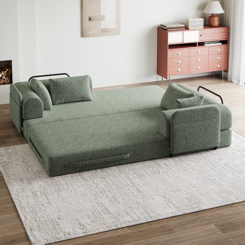 78.7-Inch Convertible Sleeper Sofa Bed With Cylindrical Pillow,Folding Sofa Bed With Side Pocket