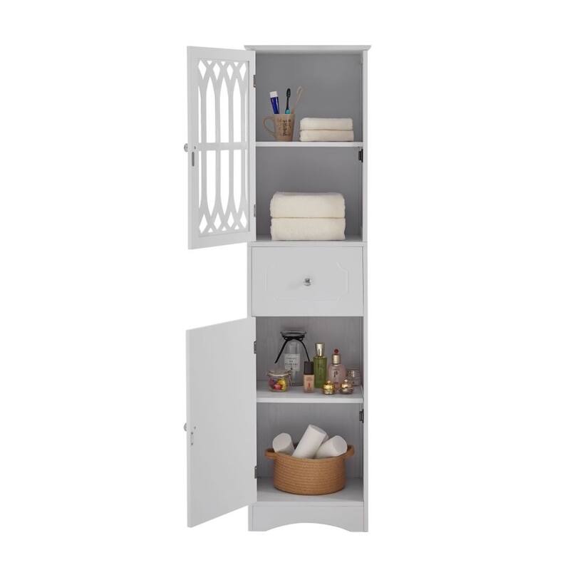Tall Bathroom Cabinet, Freestanding Storage Cabinet with Drawer and Doors