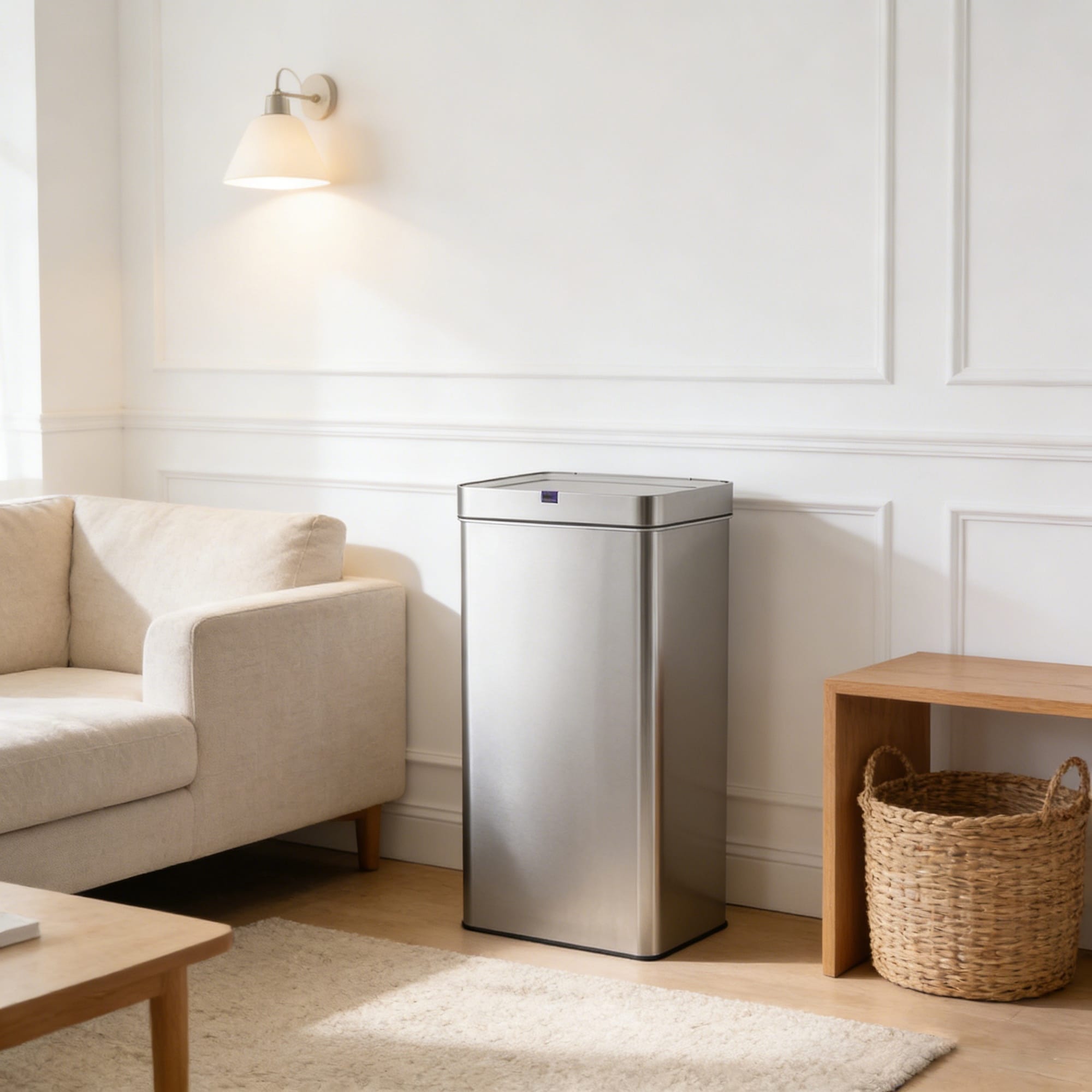 Innovaze Rectangular Motion Sensor Stainless Steel Trash Can for