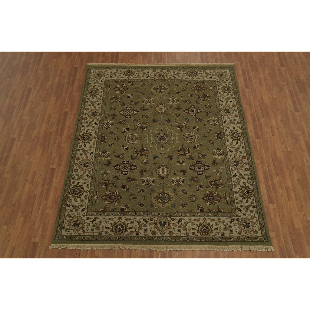 Hand Knotted Oriental 100% Wool Carpet Traditional All-Over Green Sumak Area Rug - 10' 1'' X 8' 4''