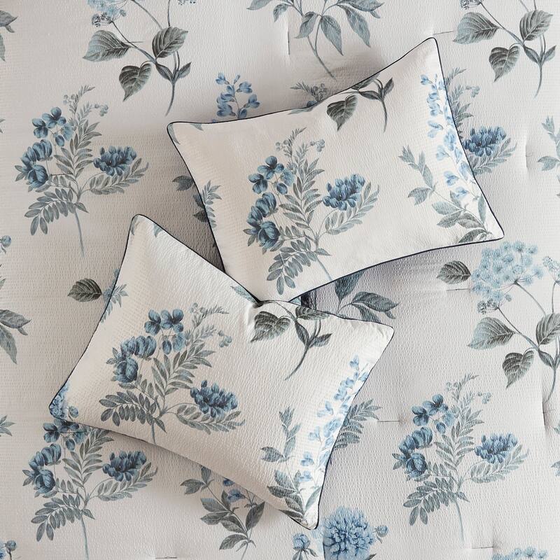 GDF Studio - Zennia 7 Piece Printed Seersucker Comforter Set with Throw Blanket