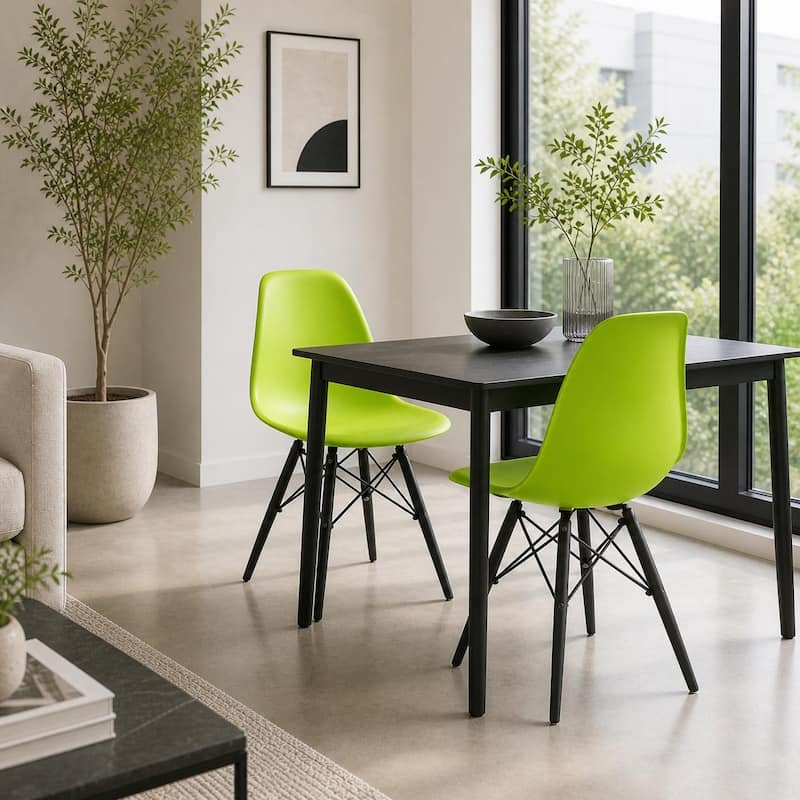 Designer Plastic Eiffel Chair Natural Wood Legs Retro Dining Armless With Back Desk Accent Living Room Side Dowel DSW