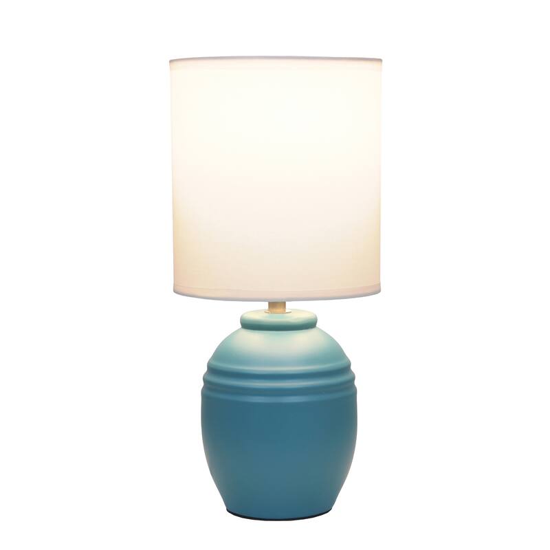 Mini Classic Jar Ceramic Table Lamp with White Drum Shade - 19.5" - Teal Blue