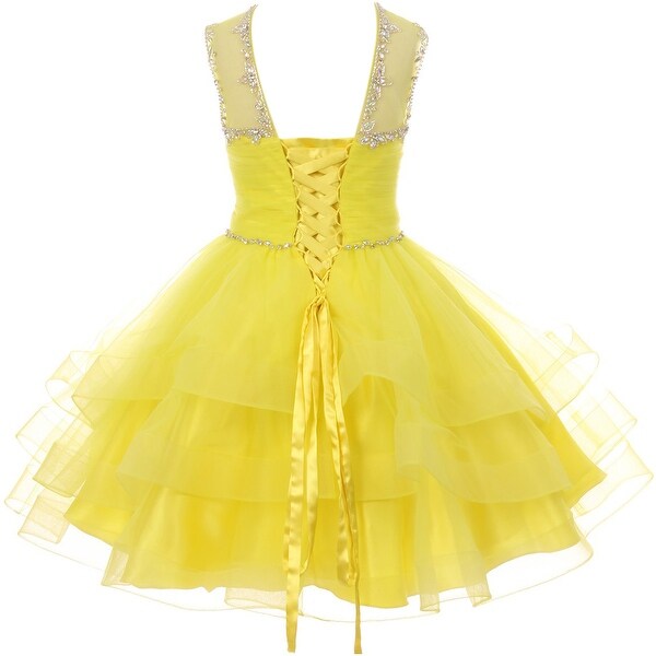 yellow and blue flower girl dresses