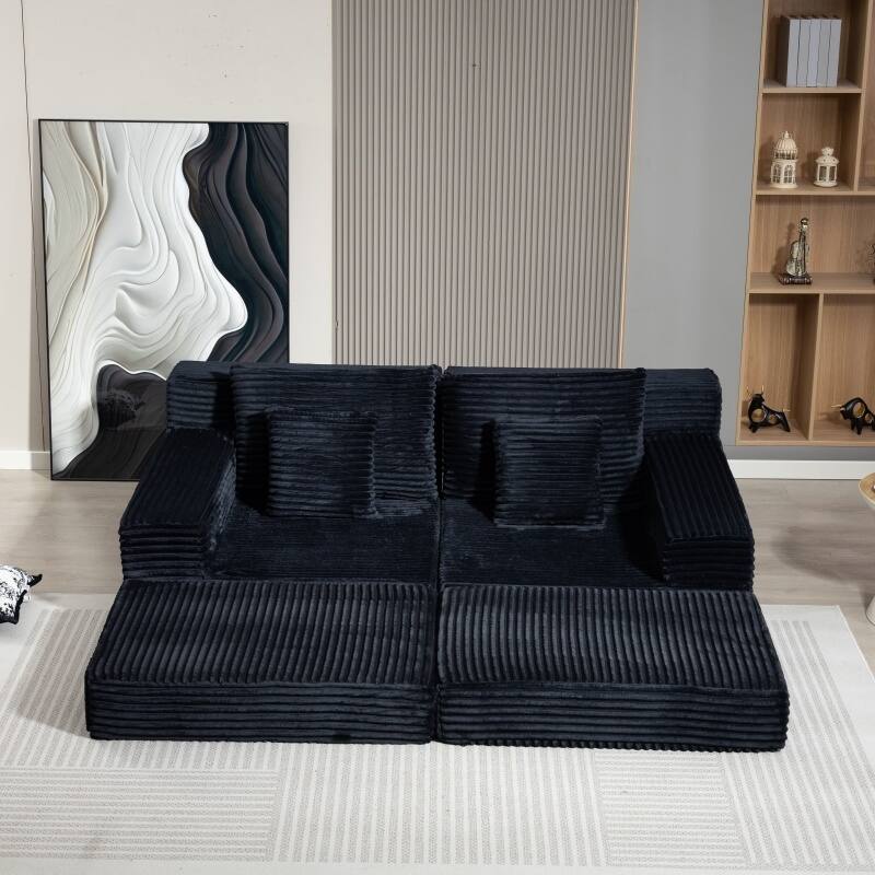 Double Chaise Lounge Sofa, Cloud Plush Sofa Bed, Upholstered Boneless Cloud Sofa Deep Seat, Sleeper Loveseat Chair