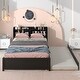 preview thumbnail 3 of 3, Full Size Bed with Pull-Out Trundle and Built-In Bookcase Headboard, Pine Wood Frame with Sturdy Slats