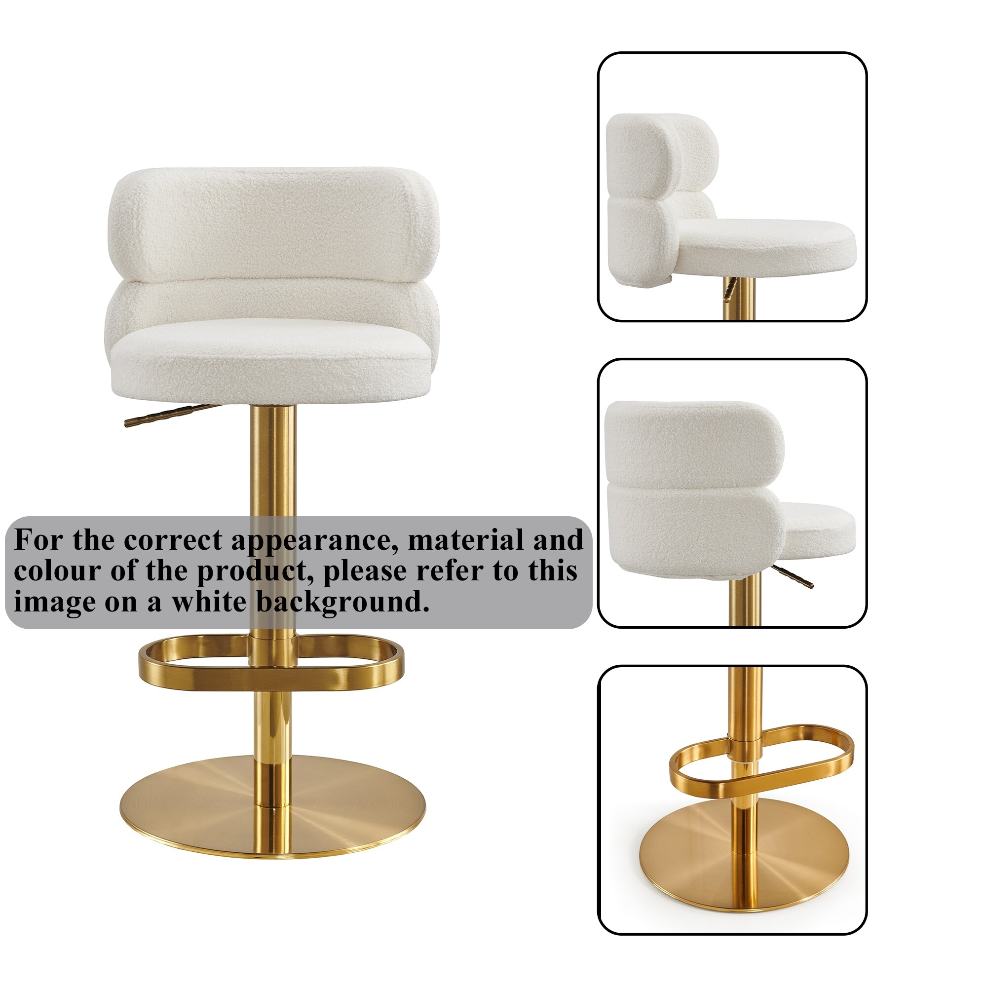 Modern Velvet Bar stool with Height Adjustable and Swivel