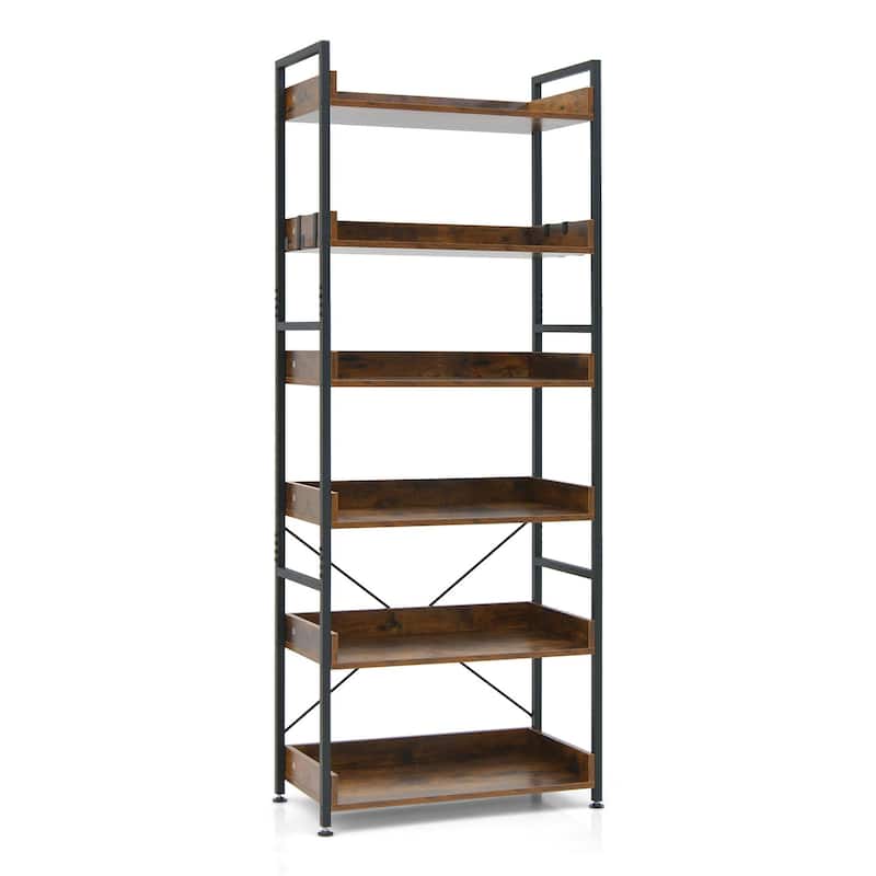 1/2 pcs Bookshelf Display Shelves Storage Rack Metal Frame w/ Hooks - 1 pcs