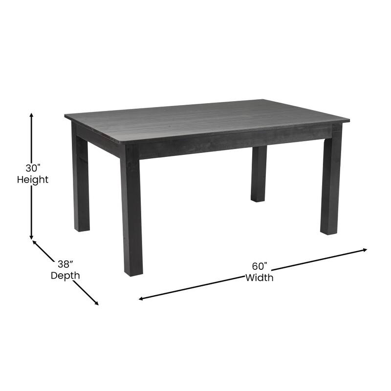 60" x 38" Rectangular Antique Rustic Solid Pine Farm Dining Table