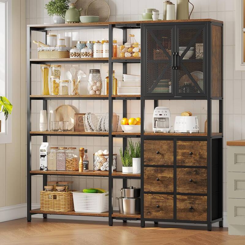 Corner Bookshelf 6 Fabric Drawers Bookcase Display Shelf