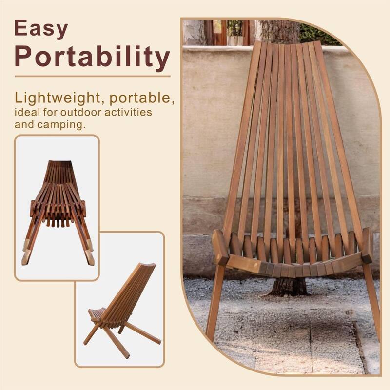 Acacia Wood Folding Chair with Long Back