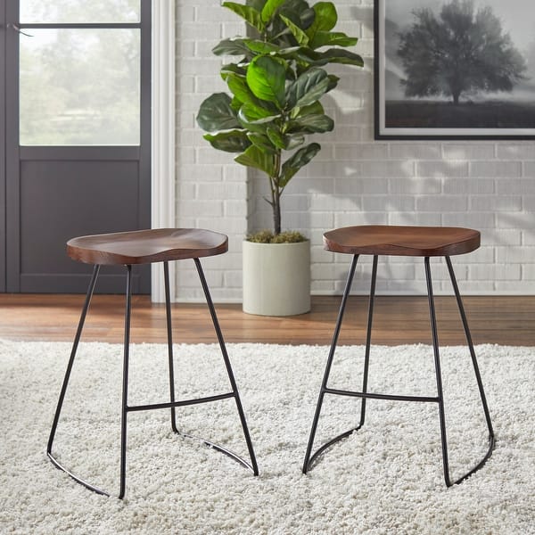 Lifestorey Chapman Scooped-seat Stools (Set of 2)