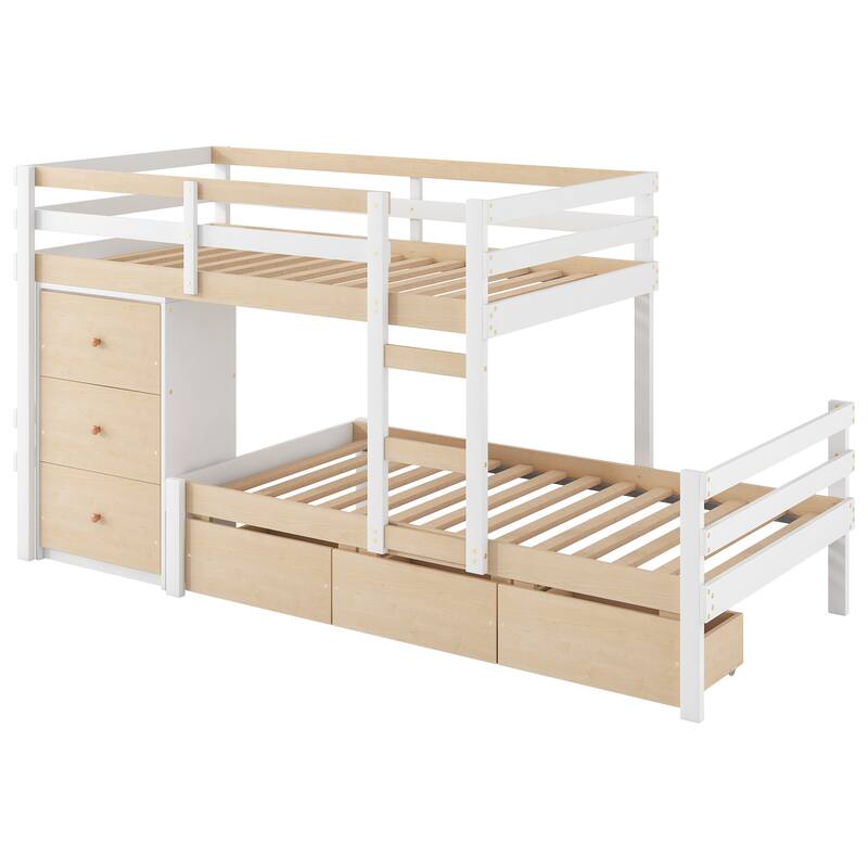 Twin Loft Bunk Bed - Drawers & Ladder, Win Over Design