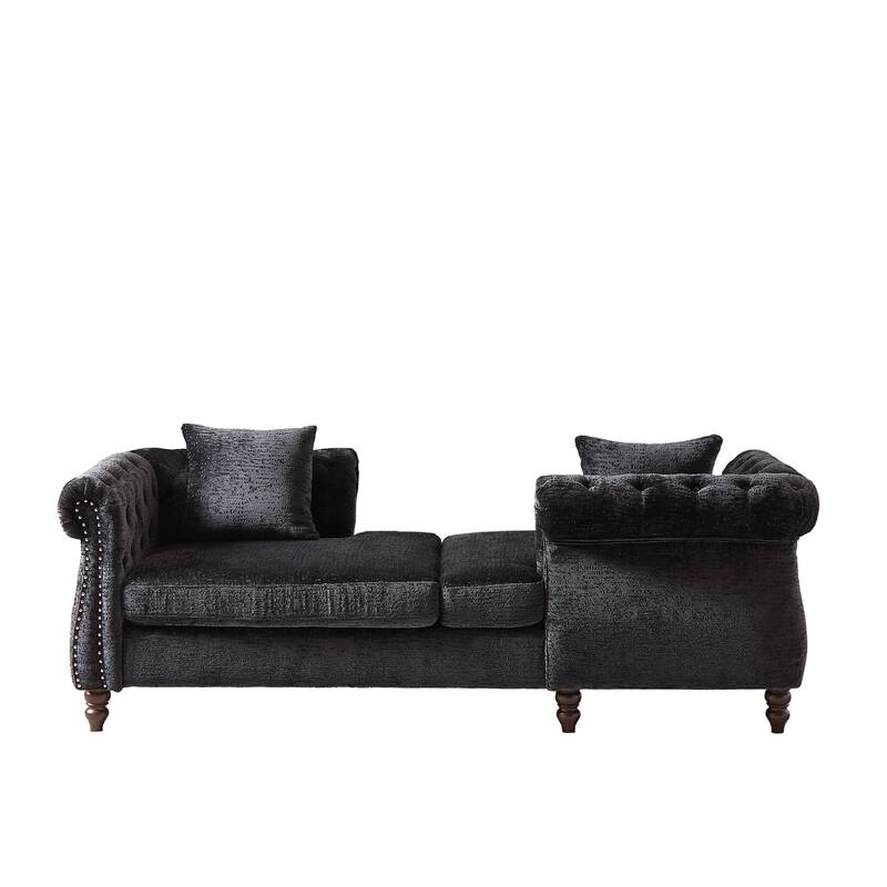 81" Button Tufted Sleeper Sofa Bed with Nailhead and Pillows