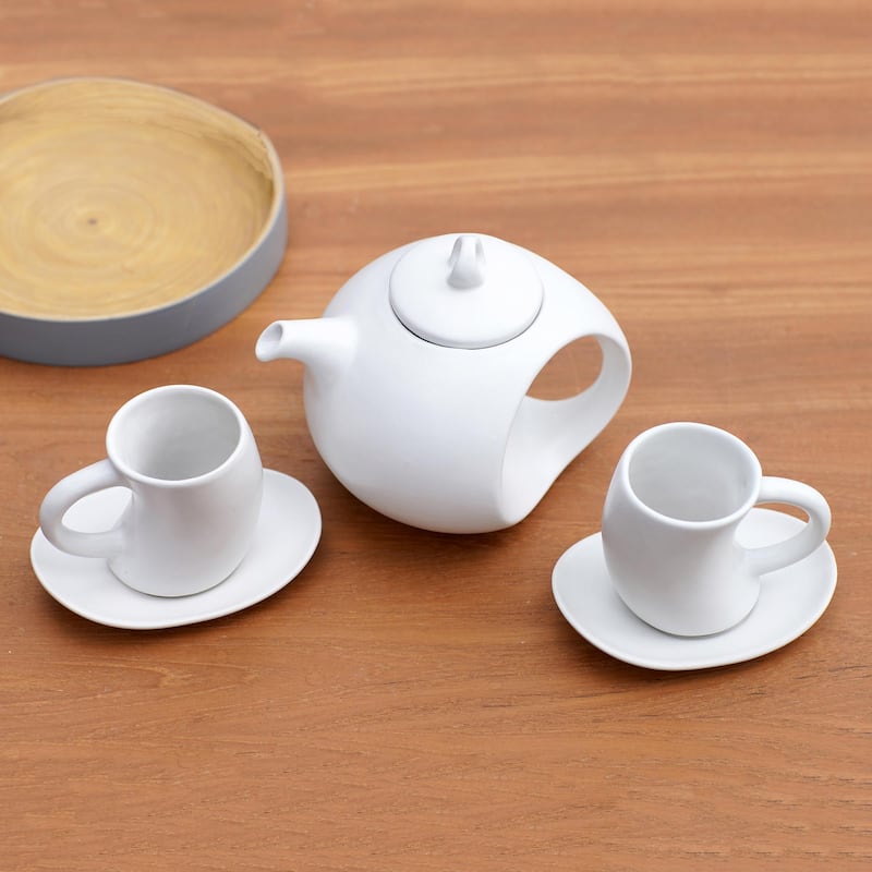 Novica Handmade Pour The Tea In White Ceramic Tea Set (Set For 2)