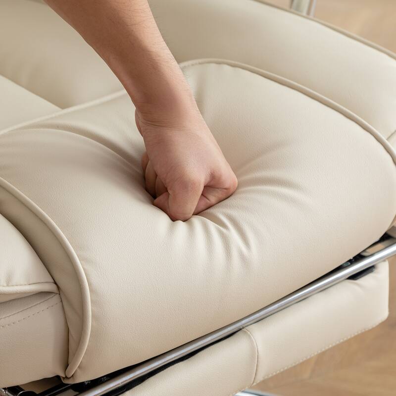 Bonded Leather 360° Swivel Ergonomic High Back Office Recliner with Lumbar Support, Footrest, Adjustable Height
