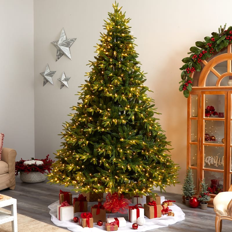 9ft. Fir Look Artificial Christmas Tree with 900 Multi LED Lights & 4600 Branches - Majestic Holiday X-Mas Centerpiece