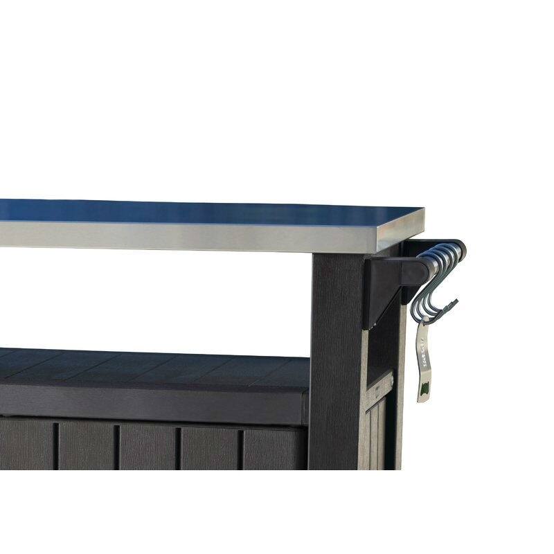 Outdoor Grill Party Caster Bar Serving Cart with Storage Dark Brown - 35.4'' H x 48.7'' W x 20.4'' D