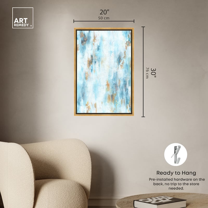Art Remedy Textured Shades Framed Blue Abstract 1 Piece Canvas Wall Art
