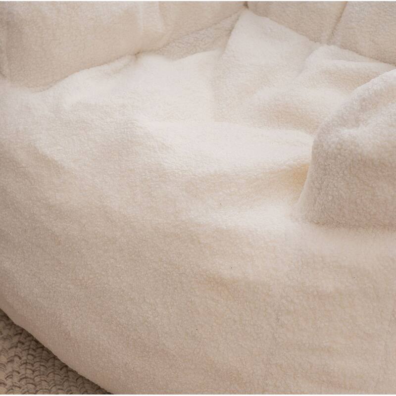 Soft Teddy Cloth Bean Bag Chair Tufted Foam Filling