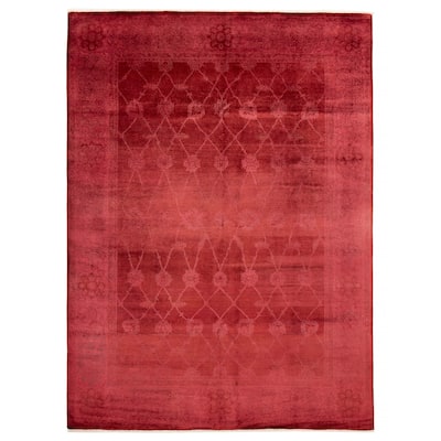 ECARPETGALLERY Hand-knotted Vibrance Dark Red Wool Rug - 9'1 x 12'3