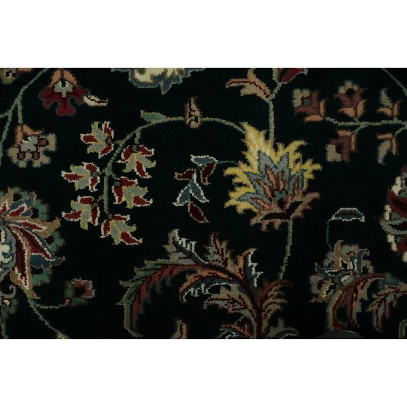 Hand Knotted Oriental 100% Wool Carpet Traditional Traditional Green Kashan Area Rug - 13' 7'' X 9' 8''