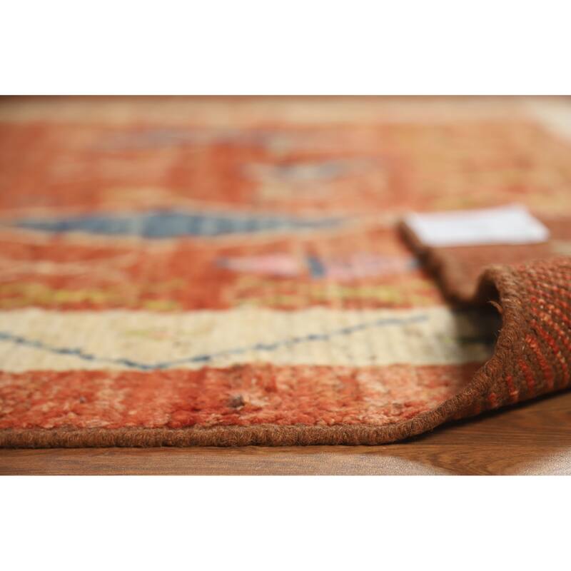 Geometric Orange Moroccan Oriental Rug Handmade Modern Wool Carpet - 6'9" x 9'9"