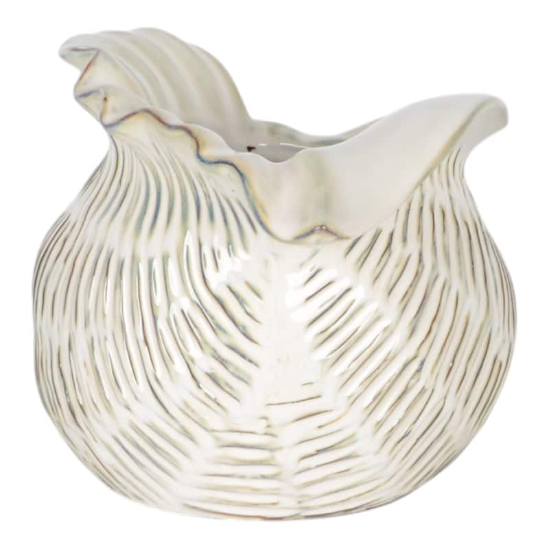 Ceramic Shell Shaped Sculpted Decorative Bowl with Textured Detail