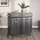 preview thumbnail 2 of 5, BELLEZE Black Wood Top Portable Kitchen Storage Cart/Island Rolling