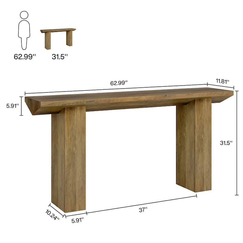 63" Long Sofa Table, Modern Console Table with Thickened Tabletop, Wooden Entryway Table for Living Room, Bedroom