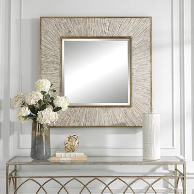 Weathered Style Square Wall Mirror - 41.5" - Whitewash Finish