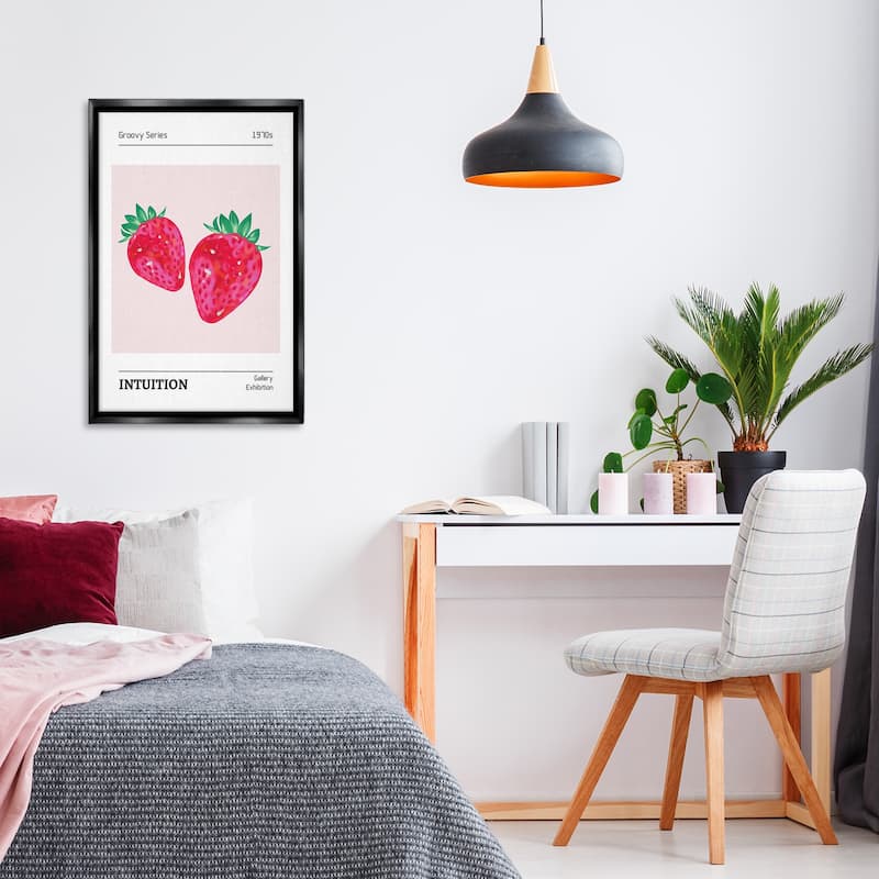 Stupell Intuition Phrase Strawberries Framed Floater Canvas Wall Art Design By LSR Design Studio