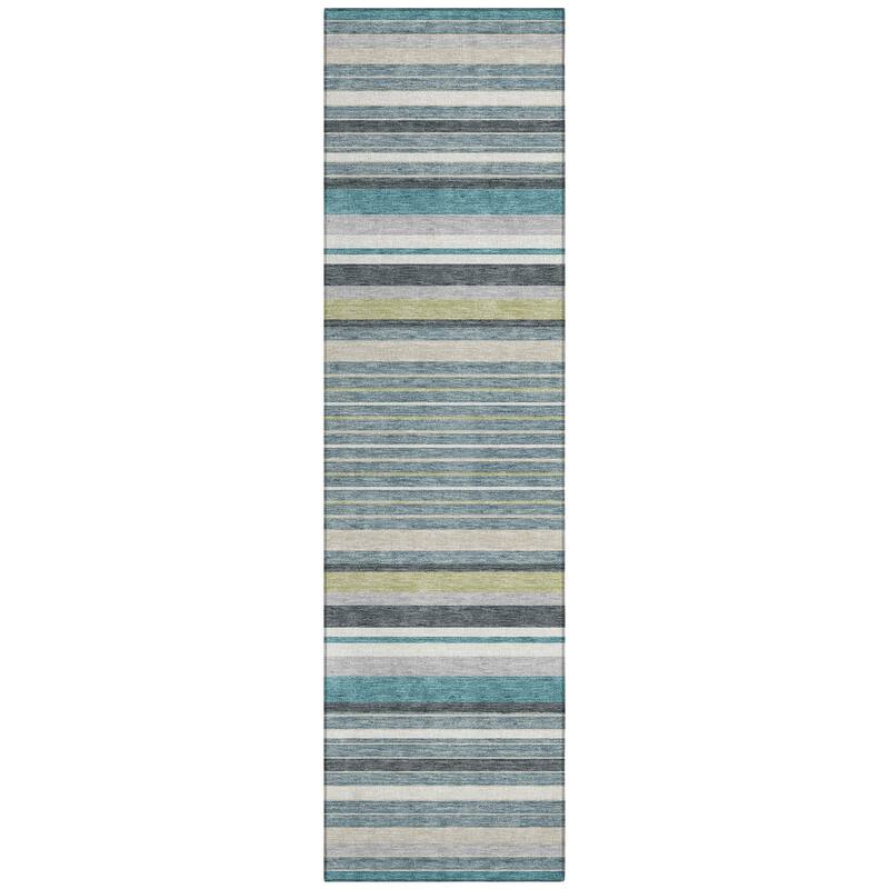 Machine Washable Indoor/ Outdoor Modern Stripes Chantille Rug