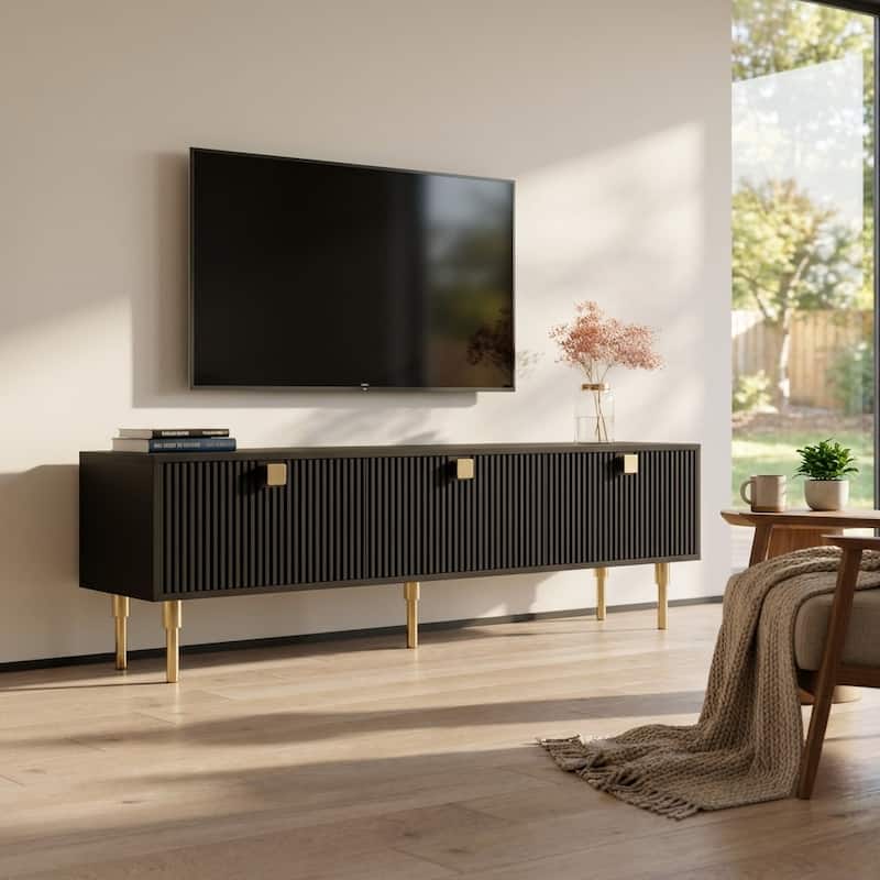 Meble Furniture Dorset 01 70.9" TV Stand for TVs up to 80", Matte Finish Media Console with 3 Shelves