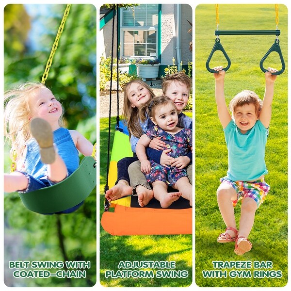 Hapfan 9.5' Tall Swing Sets for Backyard with Platform Swing