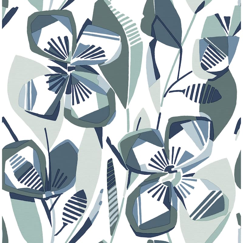 A-Street Prints Nathalie Navy Abstract Blooms Wallpaper