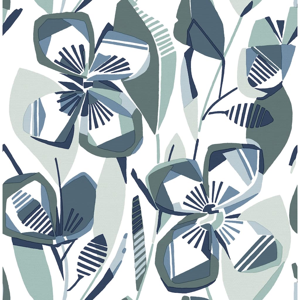 A-Street Prints Nathalie Navy Abstract Blooms Wallpaper