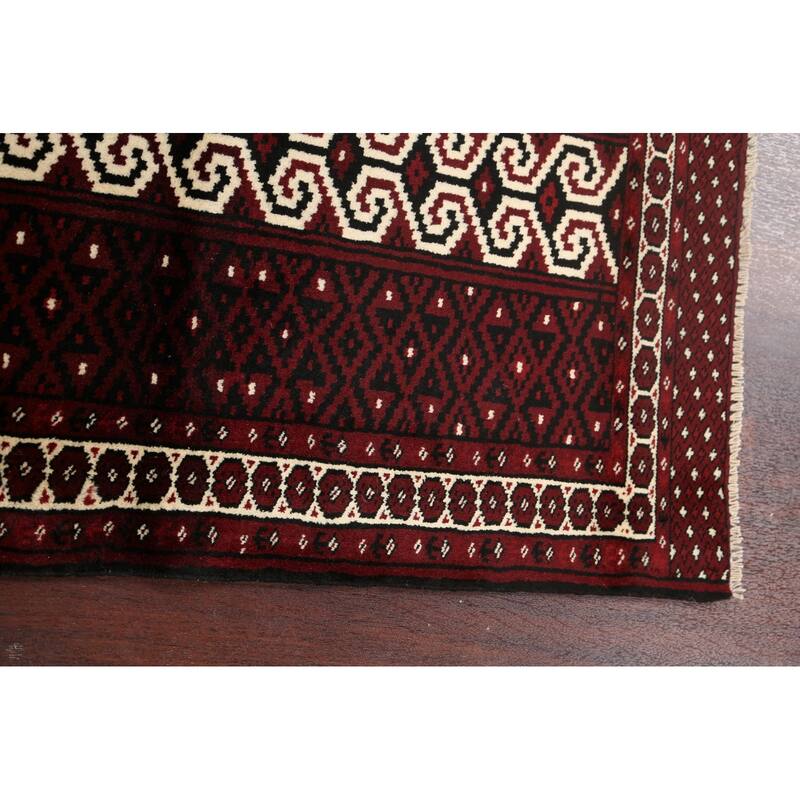 Geometric Balouch Persian Traditional Wool Area Rug Hand-knotted - 2'10" x 3'9"
