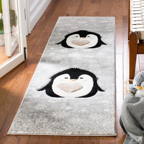 Penguin Rugs Penguin Family Area Rug White and Gray Carpets Winter