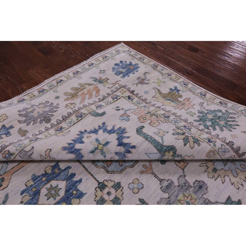 Golden Nile Ivory Oushak Handmade Wool Rug - 10' 1" X 14' 0"