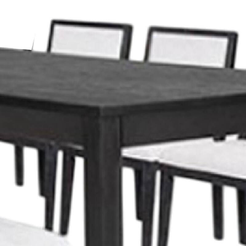 Kizie 7pc Dining Table Set, 94-118 Inch Extendable, Black Wood Chairs