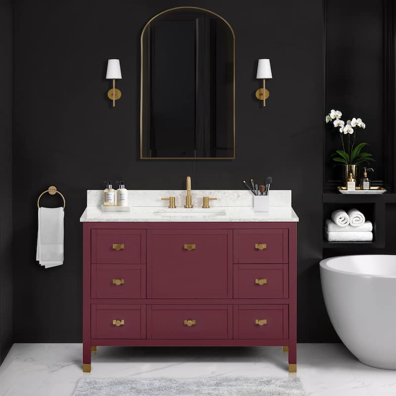 Alana Bathroom Vanity Cabinet in Burgundy Red